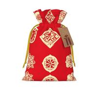 S Sac de Noël réutilisable - Affichage d'icônes de bon augure avec cordon de serrage pour Noël, vacances, fête, mariage, anniversaire
