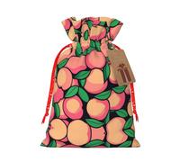 S Sac de Noël réutilisable - Pile de pêches pleine impression avec cordon de serrage pour Noël, vacances, fête, mariage, anniversaire
