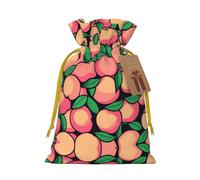 S Sac de Noël réutilisable - Pile de pêches pleine impression avec cordon de serrage pour Noël, vacances, fête, mariage, anniversaire