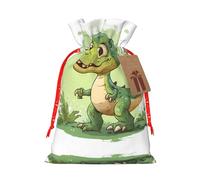 S Sac de Noël réutilisable - Pochette cadeau avec cordon de serrage imprimé dinosaure amusant pour Noël, vacances, fête, mariage, anniversaire
