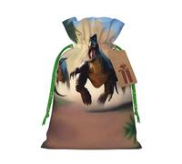 S Sac de Noël réutilisable - Pochette cadeau avec cordon de serrage imprimé dinosaure en cours d'exécution pour Noël, vacances, fête, mariage, anniversaire