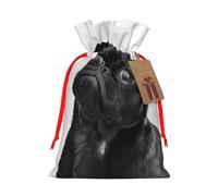 S Sacs de Noël avec cordon de serrage - Joli motif carlin noir imprimé pour fêtes de Noël pour mariages, anniversaires