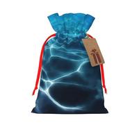 S Sacs de Noël - Bleu océan profond Imprimé Vacances avec cordon de serrage Pochettes cadeaux pour Noël, anniversaire, mariage, fête