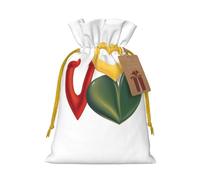 S Sacs de Noël - Creative Love Shape Print Holiday Drawstring Gift Pochettes pour Noël, Anniversaire, Mariage et Fête Favors