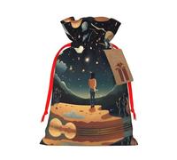 S Sacs de Noël - Prier sous le ciel étoilé imprimé Vacances avec cordon de serrage pour Noël, anniversaire, mariage et fête