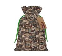 S Sacs de Noël - Réutilisables Rustiques Lodge Ours Imprimé Noël Fête Vacances Vacances Pochettes Cadeau pour Anniversaires Mariages