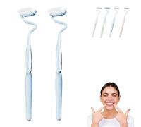 S Shaped Toothbrush,Scientific Vertical Brush,Multi-Functional S Shaped Toothbrush,Ultra Soft S-Shaped Manual Toothbrushs for Adults,for Cleaning and Massaging Gums (Blue,2PCS)