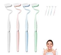 S Shaped Toothbrush,Scientific Vertical Brush,Multi-Functional S Shaped Toothbrush,Ultra Soft S-Shaped Manual Toothbrushs for Adults,for Cleaning and Massaging Gums (MIX,4PCS)