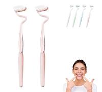 S Shaped Toothbrush,Scientific Vertical Brush,Multi-Functional S Shaped Toothbrush,Ultra Soft S-Shaped Manual Toothbrushs for Adults,for Cleaning and Massaging Gums (Pink,2PCS)