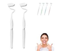 S Shaped Toothbrush,Scientific Vertical Brush,Multi-Functional S Shaped Toothbrush,Ultra Soft S-Shaped Manual Toothbrushs for Adults,for Cleaning and Massaging Gums (Transparent,2PCS)