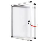 S SWANCROWN Tableau d'affichage attaché, tableau magnétique effaçable à sec avec porte, vitrine murale en verre, école de bureau 9xA4 (98x72cm) Blanc