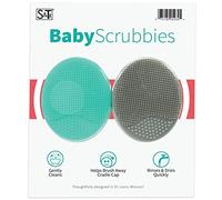 S&T INC. Lot de 2 brosses de bain exfoliantes et massantes pour bébé, en silicone, 5,1 x 6,3 cm, gris et bleu sarcelle