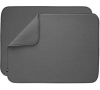 S&T INC. Lot de 2 tapis de séchage XL en microfibre très absorbant pour comptoir de cuisine, tapis de séchage pour vaisselle, ustensiles, casseroles et poêles, taille XL 45,7 x 61 cm, gris anthracite