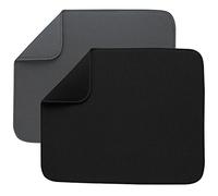 S&T INC. Lot de 2 tapis d'égouttoir à vaisselle absorbants et réversibles en microfibre pour cuisine, 40,6 x 45,7 cm, maille noire et maille anthracite