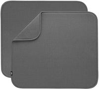 S&T INC. Lot de 2 tapis d'égouttoir à vaisselle en microfibre absorbante pour vaisselle, ustensiles, casseroles et poêles, taille L, gris anthracite