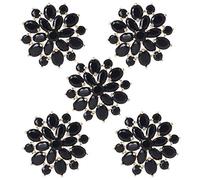 S-TROUBLE 5 pièces 21mm Noir Strass Fleur en Forme de Boutons avec Boucle en métal Bijoux embellissements pour Bricolage Artisanat vêtement décoration Accessoires