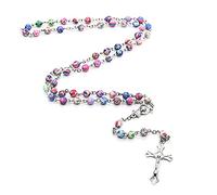 S-TROUBLE 6mm Perles en céramique Rondes Chapelet Collier polymère Argile Croix catholique Colliers