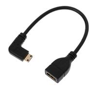 S-TROUBLE 90 degrés coudé Mini USB HDMI mâle à HDMI Femelle câble de données d'extension 21 cm Fil numérique