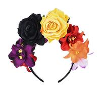 S-TROUBLE Femmes Mexicain Simulé Rose Fleur Couronne Bandeau Jour des Morts Halloween Headpiece Coloré Faux Stamen Party Hair Hoop