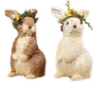 S-TROUBLE Figurines de Lapin de pâques en Paille réaliste à la Main tissé Lapin Ornements de Bureau Artisanat décorations de fête de Jardin