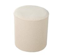 S-TROUBLE Housse Pouf Ronde Housse Repose-Pieds Velours Jacquard Gaufré Protecteur Élastique Beige