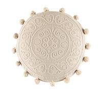 S-TROUBLE Taie d'oreiller de Sol Ronde bohème Housse de Coussin de Pouf de Broderie Florale Mandala A