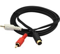 S-Video Câble séparateur Mini DIN Y 4 broches, combinaison plaquée or Câble adaptateur d'extension séparateur Y audio 4 broches Mini DIN S-Vidéo mâle à 2 RCA mâle.(5Pieds/1,5M)