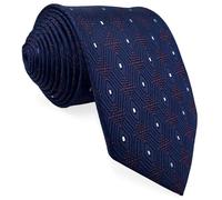 S&W SHLAX&WING Cravate Homme Bleu Foncé Rouge Points de Précision Géométrique pour Mariage Fête Bal Formel Classique 147cm