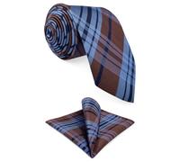 S&W SHLAX&WING Cravate Homme Rouge-Brun Bleu Tartan à Carreaux Toucher Satiné pour Tenue Formelle Affaires