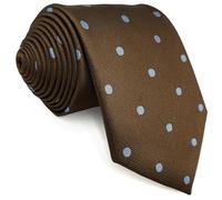 S&W SHLAX&WING Cravate pour Homme Marron à Pois Bleus pour Costumes Cadeau Elégant Classique Taille 147cmx8cm