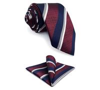 S&W SHLAX&WING Cravate pour hommes à rayures bleu rouge blanc ensemble de cravate formelle régulière taille classique 147cm×8cm