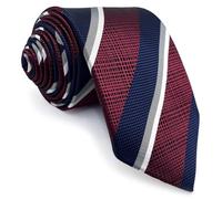 S&W SHLAX&WING Cravate pour hommes rayures bleu rouge blanc cravate formelle régulière taille classique 147cm×8cm