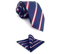 S&W SHLAX&WING Cravates pour hommes rayées bleu marine avec des rayures rouges pour ensemble de cravate de costume