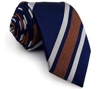 S&W SHLAX&WING Cravates Rayées pour Homme Bleu Marine à Rayures Blanches Marron Business Classique Taille 147cmx8cm