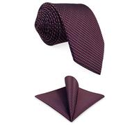 S&W SHLAX&WING Ensemble Cravates Homme avec Pochette de Costume Bordeaux Bleu Marine Micro-Point Géométrique pour Veste de Costume