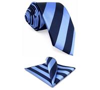 S&W SHLAX&WING Set cravatte et carré de poche rayé bleu royal bleu marine homme 147cm