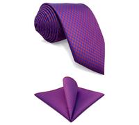 S&W SHLAX&WING Set cravatte et carré de poche rouge framboise pied-de-poule pour costume tissé extra longue 160cm