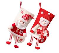 S_way Lot de 2 grandes chaussettes de Noël de 50,8 cm pour cheminée d'arbre en coton tricoté doux 3D pour enfants/adultes/adolescents, pochette à bonbons