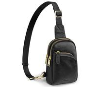 S-ZONE Sac à bandoulière en Cuir pour Femme de Taille S/M avec Blocage RFID, Sac à Dos Unisexe, Noir, S, Rétro