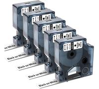 s0720530 Label Tape Compatible with D1 45013 a45013 12mm x 7m Black on White,Compatible with LabelManager LM160 LM210D LM260P LM280 LM360D LM420P,Pack of 5