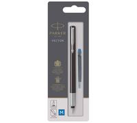 Parker Pens Stylo plume Vector, noir, pointe fine, encre bleue, emballage blister