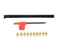 S08K-SDUCR07 Support de burin rotatif 8 x 125 mm pour plaques de coupe transversale DCMT070204 en carbure de tungstène, travail intérieur extérieur droit, tige de forage avec 10 inserts et clé pour