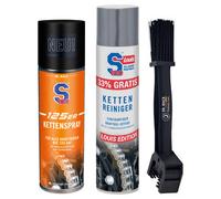 S100 Kit : nettoy chaîne 400ml, brosse chaîne et spray pour chaîne 125 300 ml