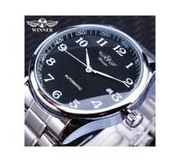 (s1131-1) Montres mécaniques automatiques de luxe pour hommes, design rétro classique, calendrier, ceinture marron,
