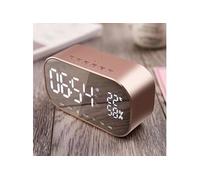 S2 Bluetooth 4.2 Haut-parleur Stéréo Radio FM Appel Mains Libres Bureau Réveil Affichage à LED Miroir [Rose Doré]