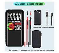 S20 numérique Emf Détecteur de rayonnement électromagnétique multimètre AC DC Voltmètre Ohm 9999 MultiMetro compte le testeur intelligent automatique Outil de mesure(S20)