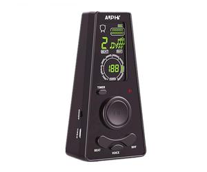 S200 AUPHY Digital Métronome pour Piano Guitare Violon Ukulélé etc,Réglage Rapide et Précis du Rythme/Beat, Affichage LED Couleur,Voix Humaine Réelle,Fonction Minuterie,Fonctionne sur Batterie.Noir