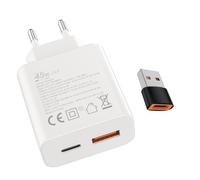 S25 S24Chargeur Rapide 45W USB-C 18W USB-A, Adaptateur pour Samsung Galaxy S25 S23 S22 S21 S20 S10 A56 A55 A54 A36 A35 Z Flip 6/5 iPhone 16 15/Pro/Pro Max/Plus Motorola Moto Google xiaomi Portable