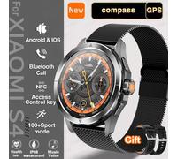 S4 Ultra Gps Piste Sport Montre Intelligente Hommes Amoled Hd Écran Bleutooth Appel Nfc Fréquence Cardiaque Étanche Smartwatch Pour Xiaomi 2025 -Noir Mesh Belt