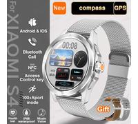 S4 Ultra Gps Piste Sport Montre Intelligente Hommes Amoled Hd Écran Bleutooth Appel Nfc Fréquence Cardiaque Étanche Smartwatch Pour Xiaomi 2025 -Argent Mesh Belt